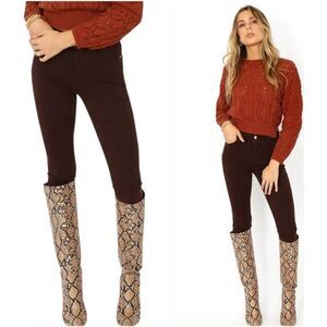 Skinny FRAME Brown Le High Rise Skinny Cropped Jeans Size 31